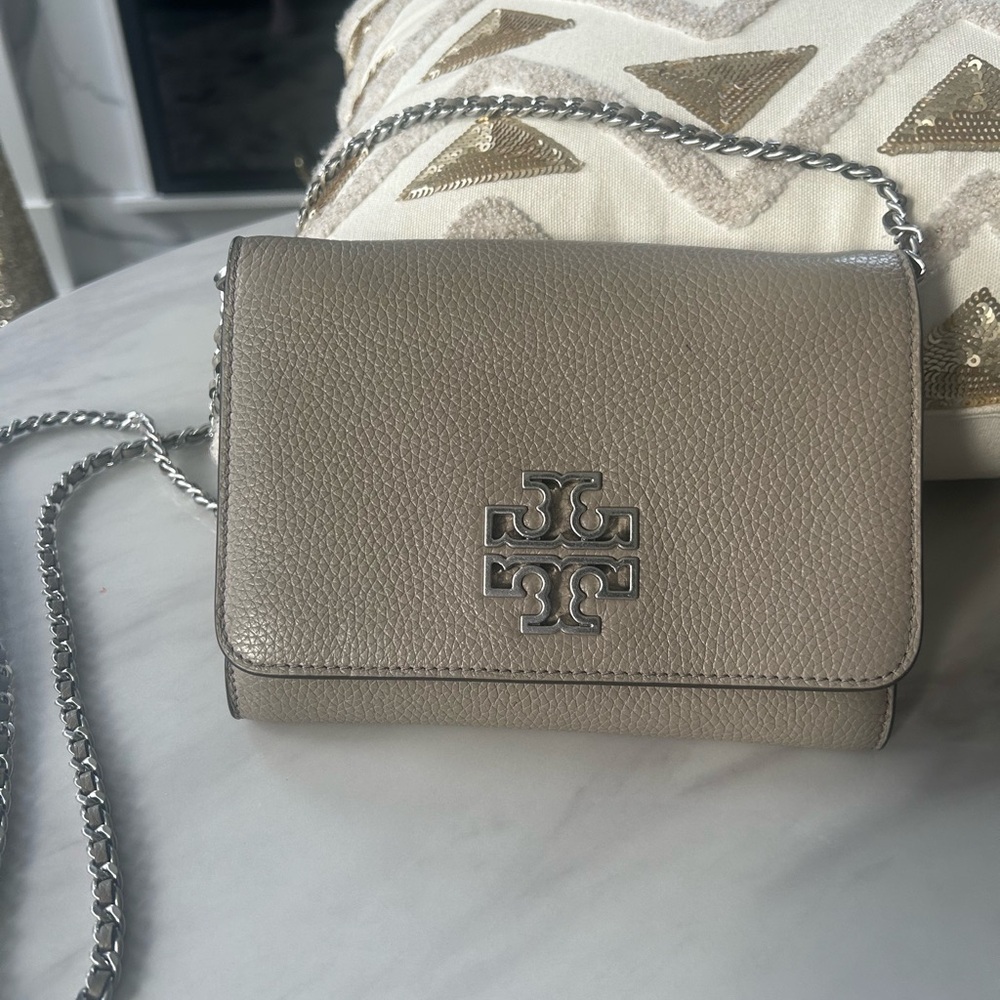 Tory Burch Taupe Leather Crossbody Bag